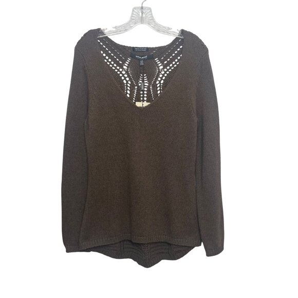 Coupe Collection Sweater Womens Large Brown New Italian Yarn Knit Wool Blend - Picture 1 of 11